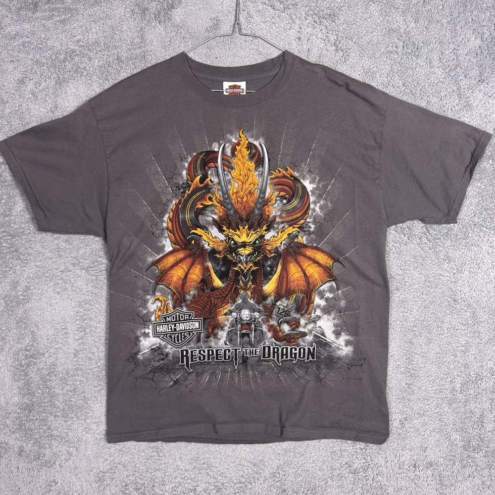Harley Davidson Dragon Shirt Men L Smoky Mountain Tennessee Vintage Y2K Biker